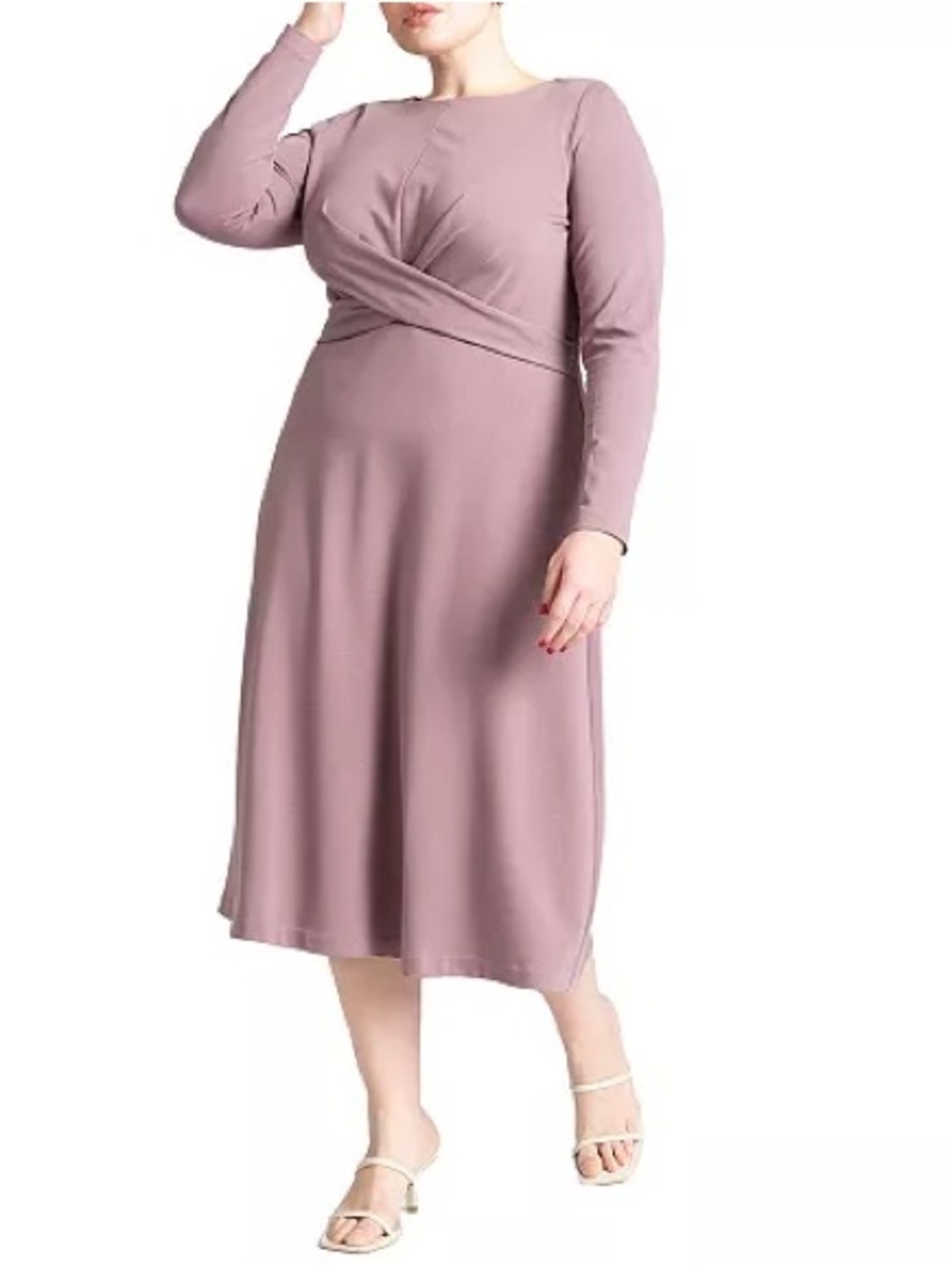 Eloquii Chocolate Brown Twist-Waist Long Sleeve Sheath Dress SZ 14